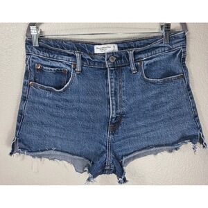 Abercrombie & Fitch Mom Shorts High Rise Denim Cutoff Blue Women's Size 29/8